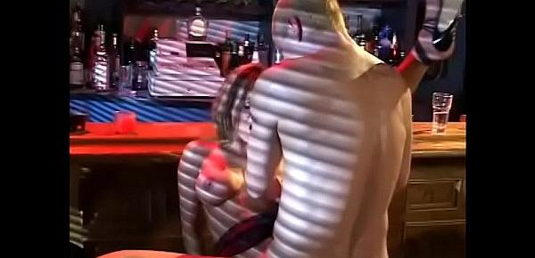  One lucky dick gets to fuck this gorgeous asian slut with great tits in a bar